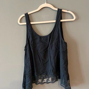 Stylish Black Tank Top with Lace Design from American Eagle (Size L)